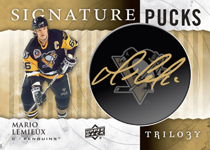 14-15 Upper Deck Trilogy Hockey Mario Lemieux Signature Pucks
